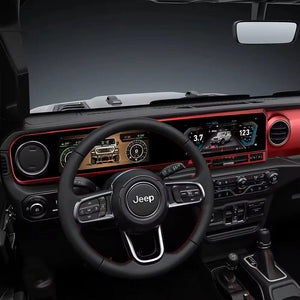 Jeep Wrangler 2018-2024 Digital Dashboard Cluster Dual Screen Car Radio Strip Screen CarPlay Android Auto Speed Meter Screen Carputech