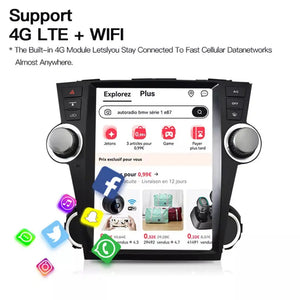 12.1" Qualcomm For Toyota Highlander 2008-2014 Car Radio Stereo Carplay Upgrade Tesla Style Screen Android Auto GPS Navigation Multimedia Player Carputech