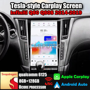 13.6" Qualcomm For Infiniti Q60 Q60S 2014-2019 Car Radio Stereo Carplay Upgrade Tesla Style Screen Android Auto GPS Navigation Multimedia Player Carputech