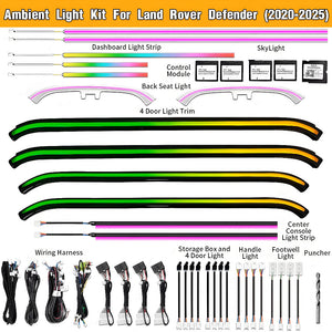 64 Colors Dynamic Ambient Light for Land Rover Defender (L663) 2020-2025 Interior Lighting Upgrade Accessories Carputech