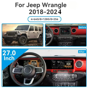 Jeep Wrangler 2018-2024 Digital Dashboard Cluster Dual Screen Car Radio Strip Screen CarPlay Android Auto Speed Meter Screen Carputech