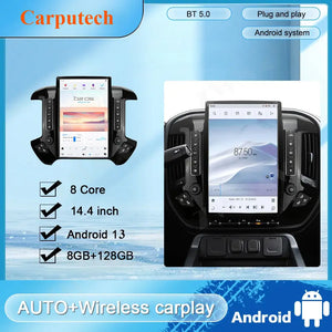 14.4" Qualcomm For Chevrolet Silverado/ GMC Sierra 2014-2018 Car Radio Stereo Carplay Upgrade Tesla Style Screen Android Auto GPS Navigation Multimedia Player Carputech