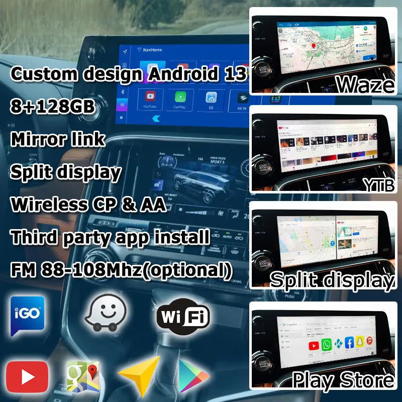 Lexus LX Android13 base Navigation Video Interface box Apple CarPlay & Android Auto Upgrade Module Carputech