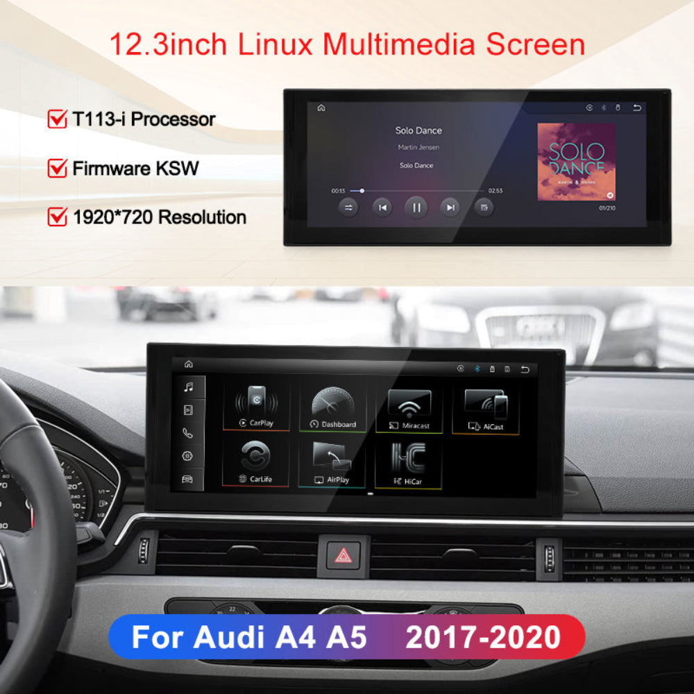 12.3 inch For Audi A4 A5 S5 Q5 B9 2017-2023 Linux Infotainment Navigation System Car Multimedia Touch Screen Head Unit Car Radio GPS