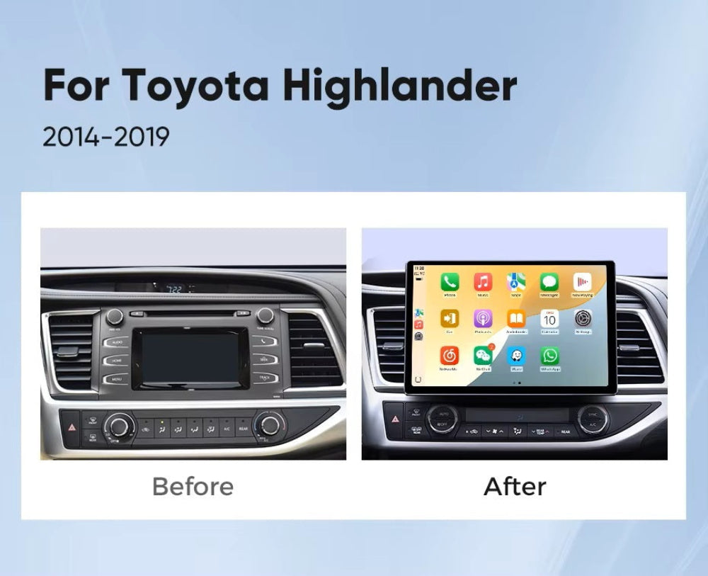 13.1 inch For Toyota Highlander 2014-2019 Infotainment Navigation System Car Multimedia Touch Screen Head Unit Android14 Car Radio GPS