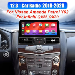 12.3 "Android 14 Infiniti QX56 QX80 Nissan Amanda Patrol Y62 2010-2020 Navigation Screen Car Radio Multimedia Player Carputech