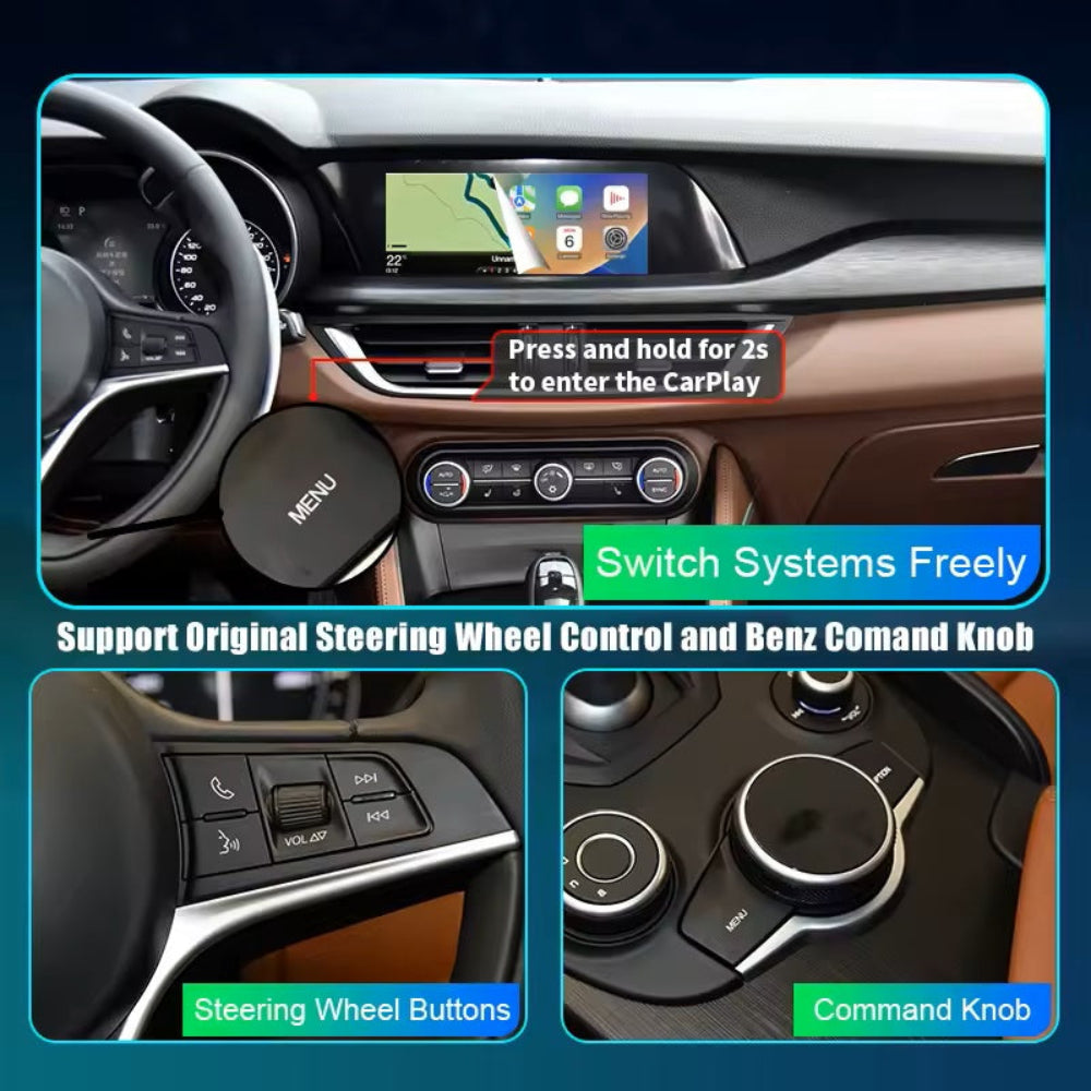 OEM Wireless Apple CarPlay & Android Auto Upgrade Module for Alfa Romeo Stelvio / Giulia /Giulietta 2014-2019 Retrofit Automotive Interface