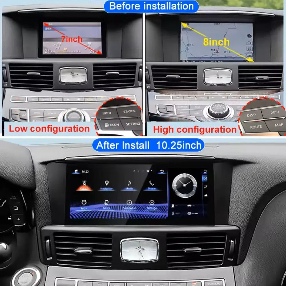 10.25 "Android 14 Infiniti Q70 M25 M35 M37 M56 2009-2019 Navigation Screen Car Radio Multimedia Player Carputech