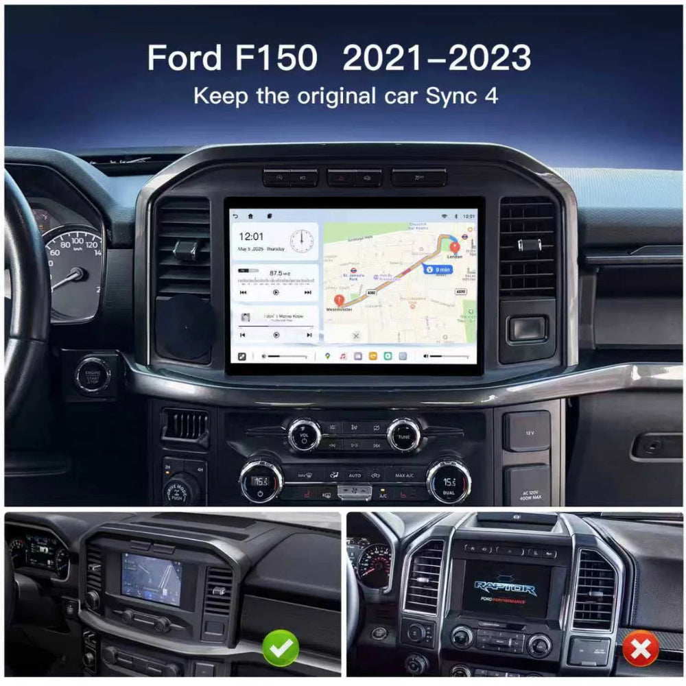 For Ford F150 250 2021–2023 Sync4 Upgrade 8'' to 12'' Screen OEM-Style Replacement Retains Factory System Android Infotainment Navigation System Car Multimedia Touch Screen Head Unit Car Radio