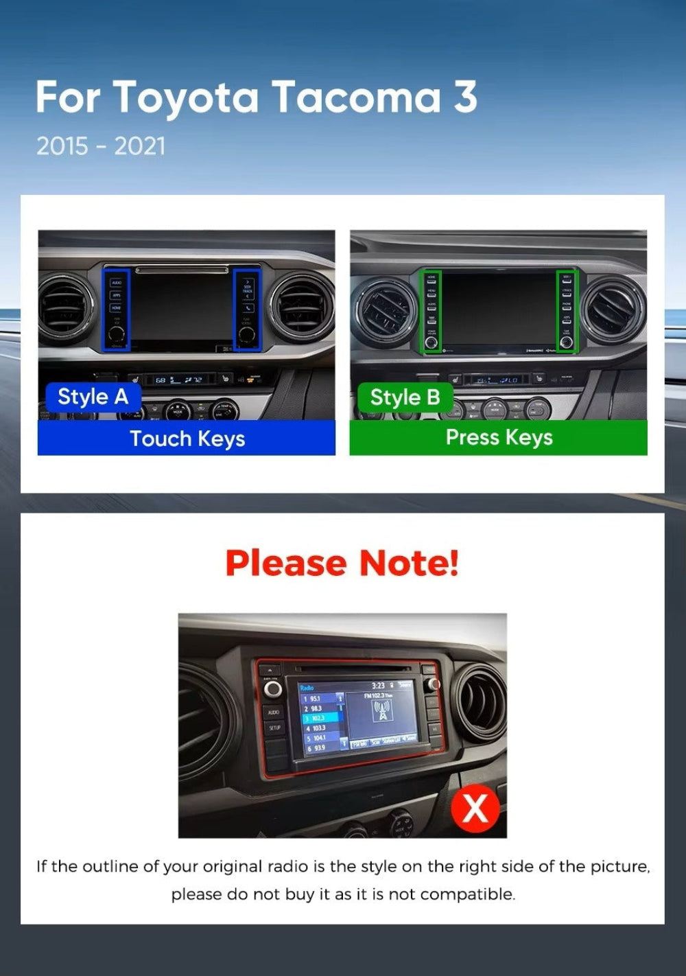 Toyota Tacoma N300 2015-2022 Infotainment Navigation System Car Multimedia Touch Screen Head Unit Android14 Car Radio GPS