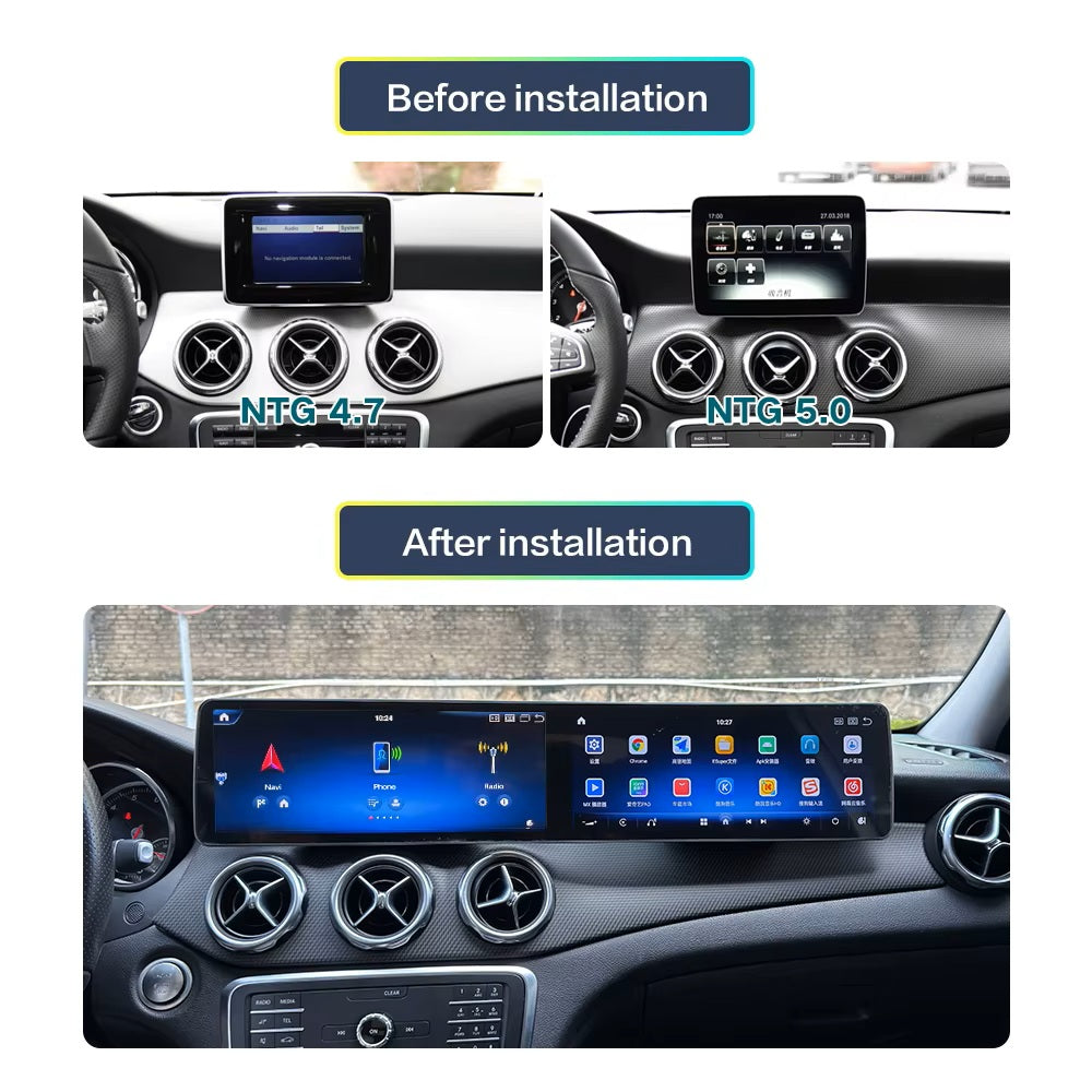 24.6'' For Mercedes-Benz A-Class / CLA / GLA W176 / C117 / X117 / X156 2013–2019 Android Dual Screen Infotainment Navigation System Car Multimedia Head Unit Car Radio GPS