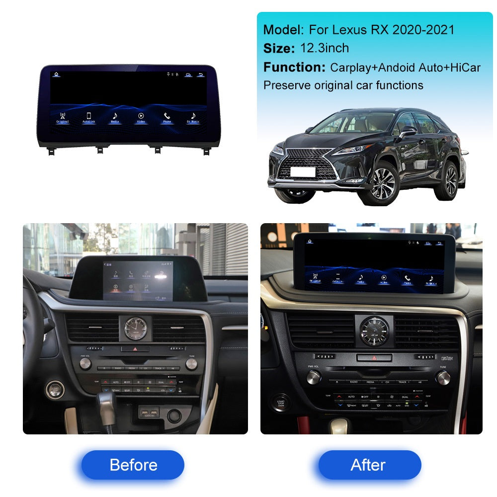 12.3 inch For Lexus RX 2020-2021 Linux Infotainment Navigation System Car Multimedia Touch Screen Head Unit Car Radio GPS