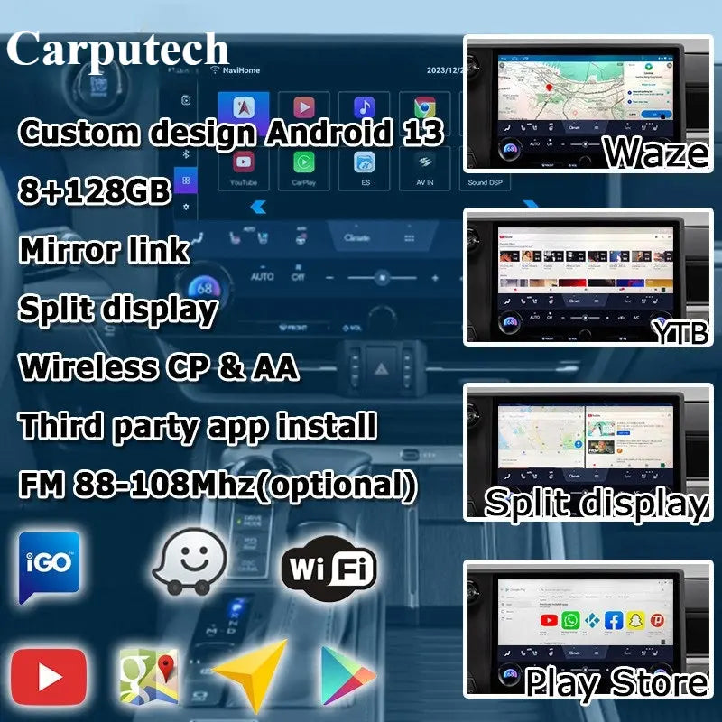 Lexus GX 2023 to present Android13 base Navigation Video Interface box Apple CarPlay & Android Auto Upgrade Module Carputech