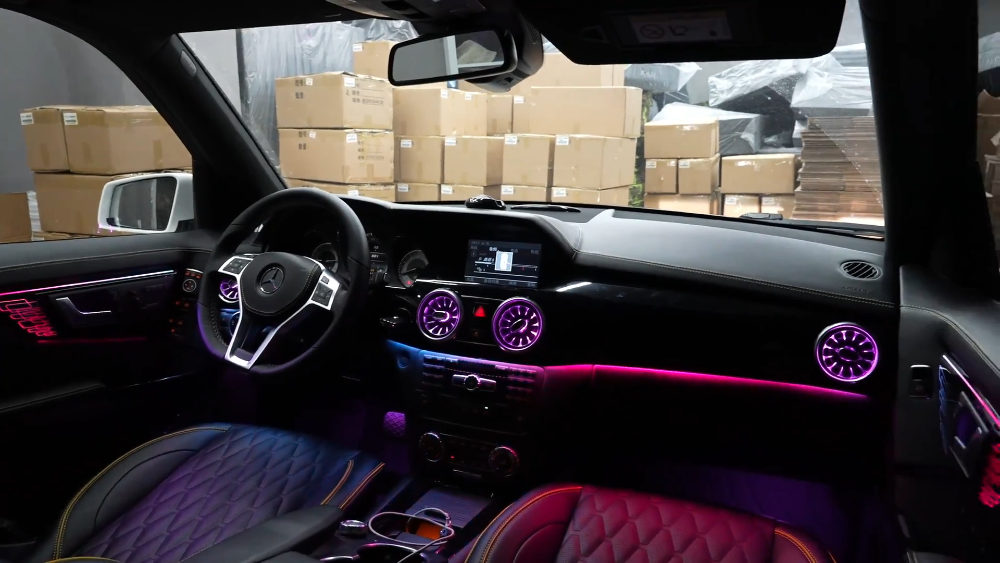For Mercedes Benz GLK X204 2008-2015 Dynamic Symphony Car Interior Ambient Lighting 64 Color Trim Decoration Accessories