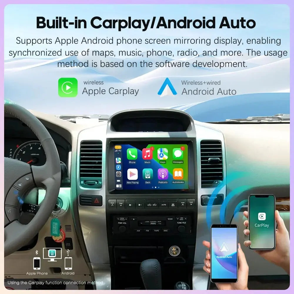 9 inch For Lexus GX470 Toyota Prado LC120 2002-2009 Car Radio Multimedia Player Wireless CarPlay Android Auto Upgrade Android Touch Screen Carputech