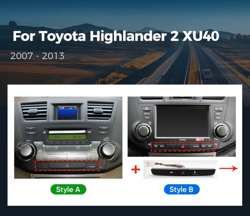 For Toyota Highlander XU40 2007-2013 Infotainment Navigation System Car Multimedia Touch Screen Head Unit Android14 Car Radio GPS
