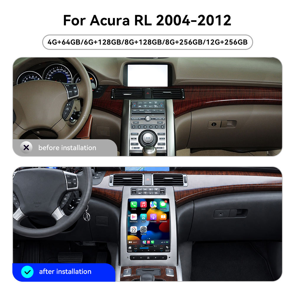 10.4'' For Acura RL 2004-2012 Android Screen Infotainment Navigation System Car Multimedia Tesla Style Screen Head Unit Car Radio