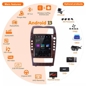 13.9" Qualcomm For Maserati Quattroporte 2004-2012 Car Radio Stereo Carplay Upgrade Tesla Style Screen Android Auto GPS Navigation Multimedia Player Carputech