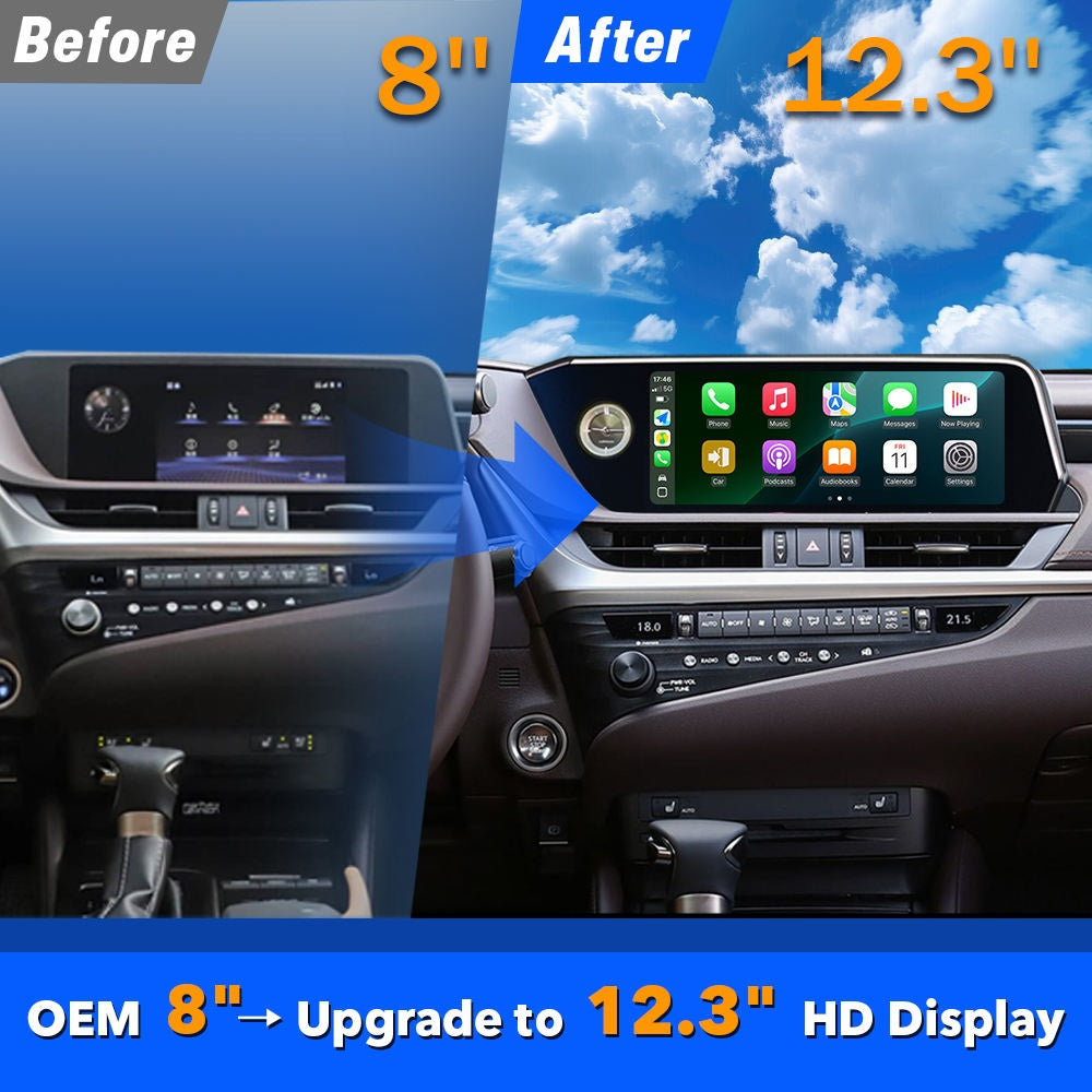 12.3'' For Lexus ES 2018-2021 Android Screen Infotainment Navigation System Car Multimedia Touch Screen Head Unit Car Radio GPS Dual System