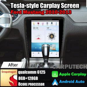 12.1" For Ford Mustang 2010-2013 Car Radio Headunit Stereo Carplay Upgrade Tesla Style Screen Android Auto GPS Navigation Multimedia Player Carputech