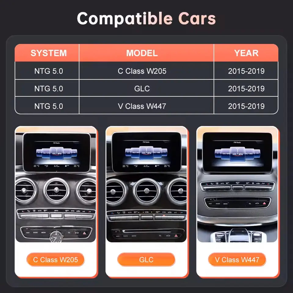 For Mercedes Benz C Class W205/ GLC/ V Class W447 2015-2018 NTG5.0 Linux Car Radio Multimedia Touch Screen Head Unit Wireless Apple CarPlay Android Auto - Carputech