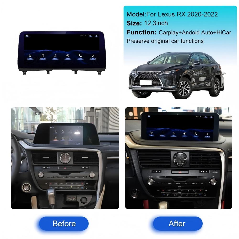 12.3 inch For Lexus RX 2020-2022 Linux Infotainment Navigation System Car Multimedia Touch Screen Head Unit Car Radio GPS