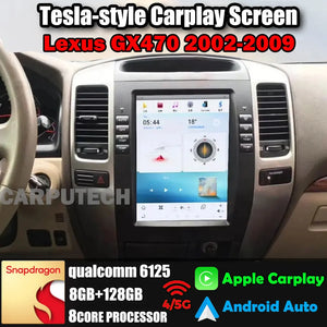 10.4" Qualcomm For Lexus GX470 2002-2009 Car Radio Stereo Carplay Upgrade Tesla Style Screen Android Auto GPS Navigation Multimedia Player Carputech