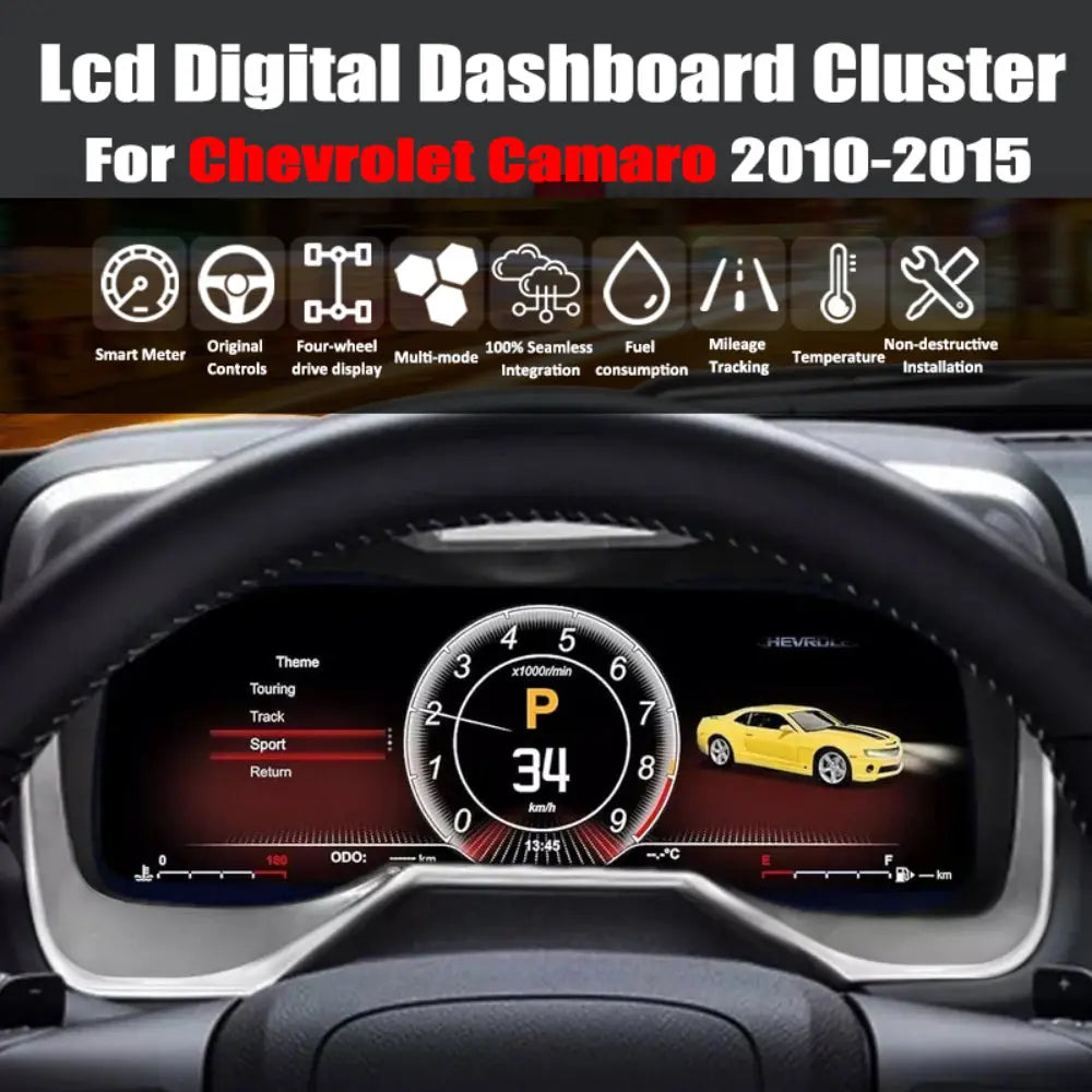 12.3" LCD Digital Dashboard Cluster For Chevrolet Camaro 2010-2015 Car Panel Speedometer Virtual Cockpit Carputech