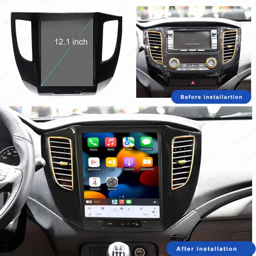 12.1" For Mitsubishi Triton L200 2015-2018 Car Radio Headunit Stereo Carplay Upgrade Tesla Style Screen Android Auto GPS Navigation Multimedia Player Carputech