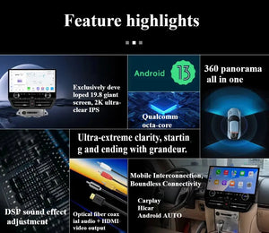 19.8" For Toyota Land Cruiser LC200 2008-2015 Android Navigation Screen Car Radio Multimedia Player Qualcomm Octa-core 360° Panoramic All-in-One Unit Carputech