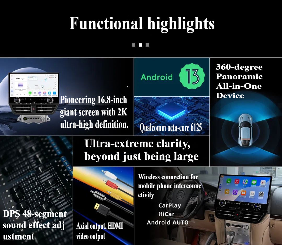 16.8inch Touch Screen For Toyota Prado 2010-2022 Android 13 Car Radio Multimedia Player Navigation Carputech