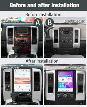 12.1" Qualcomm For Dodge RAM 1500 2500 3500 2008-2012 Car Radio Stereo Carplay Upgrade Tesla Style Screen Android Auto GPS Navigation Multimedia Player Carputech