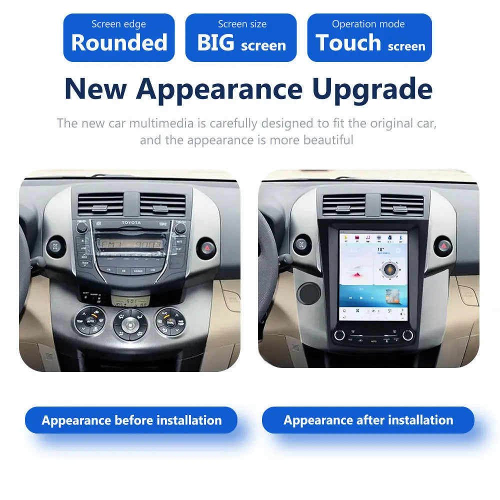 10.4" For Toyota Rav 4 2009-2012 Car Radio Headunit Stereo Carplay Upgrade Tesla Style Screen Android Auto GPS Navigation Multimedia Player Carputech