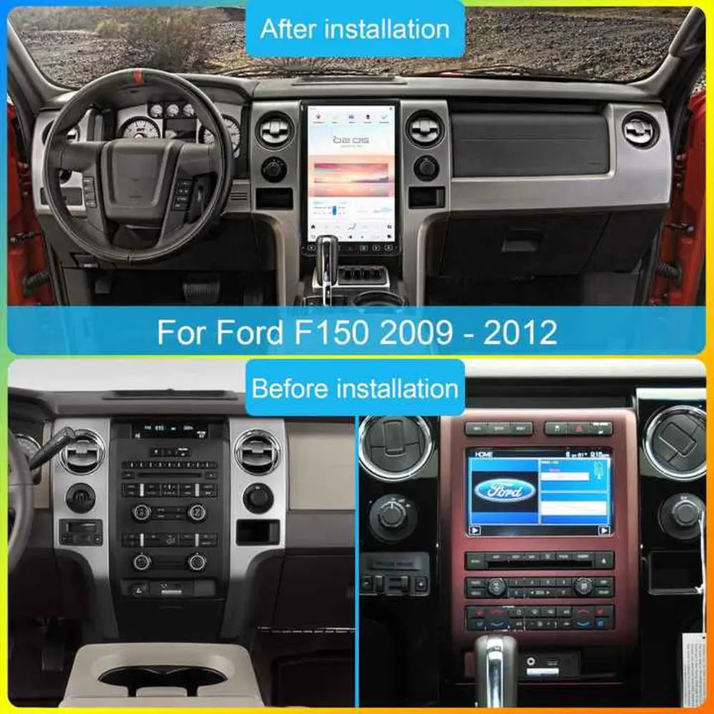 For Ford F150 2009-2012 Car Radio Stereo Carplay Upgrade Tesla Style Screen 14.4" Qualcomm Android Auto GPS Navigation Multimedia Player Carputech