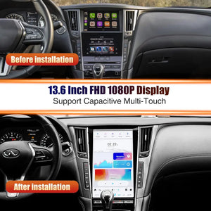 13.6" Qualcomm For Infiniti Q60 Q60S 2014-2019 Car Radio Stereo Carplay Upgrade Tesla Style Screen Android Auto GPS Navigation Multimedia Player Carputech