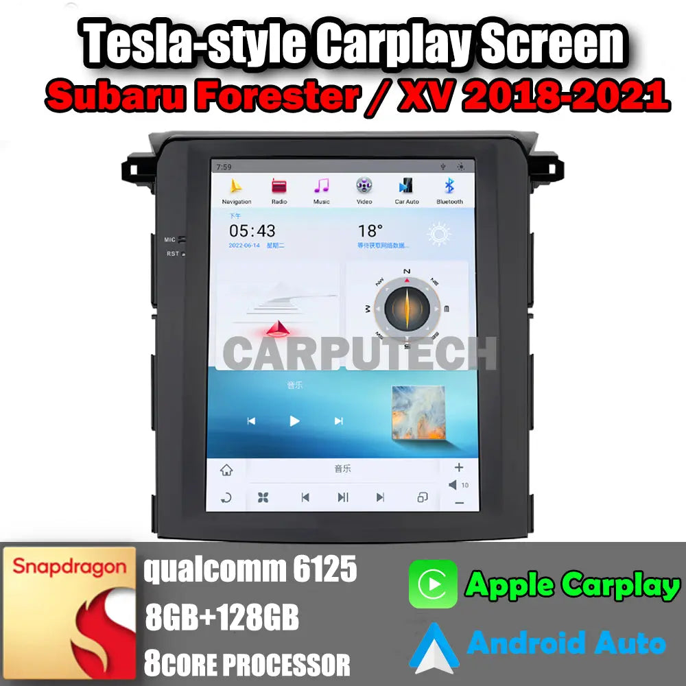 12.1" For Subaru Forester/ XV 2018-2021 Car Radio Headunit Stereo Carplay Upgrade Tesla Style Screen Android Auto GPS Navigation Multimedia Player Carputech
