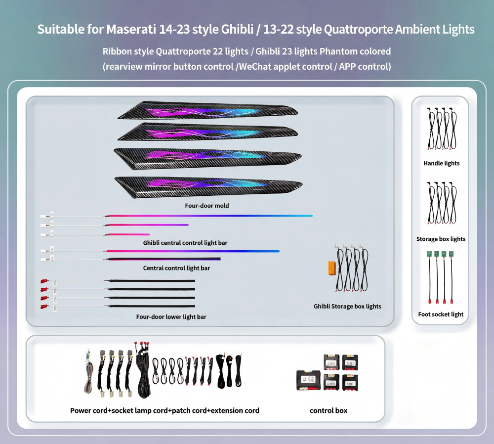 For Maserati Ghibli / Quattroporte 2013-2023 Dynamic Symphony Car Interior Ambient Lighting 64 Color Trim Decoration Accessories