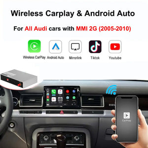 Carputeh Apple CarPlay Wireless For Audi MMI 2G A4 A5 A6 A7 A8 Q5 Q7 2005-2010 Android Auto Carplay Module Decoder Box Netflix Carputech