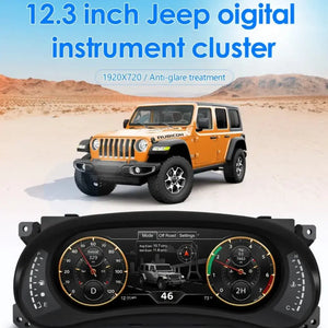 12.3" LCD Digital Dashboard Cluster For Jeep Wrangler 2010-2018 Car Panel Speedometer Virtual Cockpit Carputech