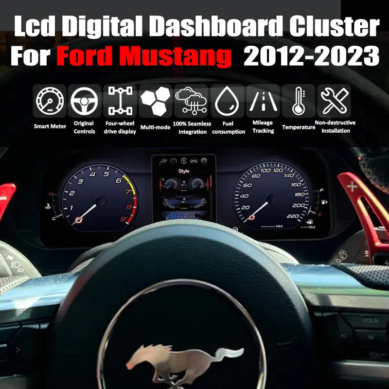12.3" LCD Digital Dashboard Cluster For Ford Mustang 2012-2023 Car Panel Speedometer Virtual Cockpit Carputech