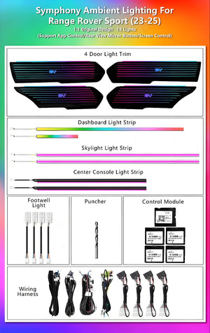 Upgrade Symphony LED Car Interior Ambient Lighting for Land Rover Range Rover Sport 2023-2025 Decoration Accessories Carputech