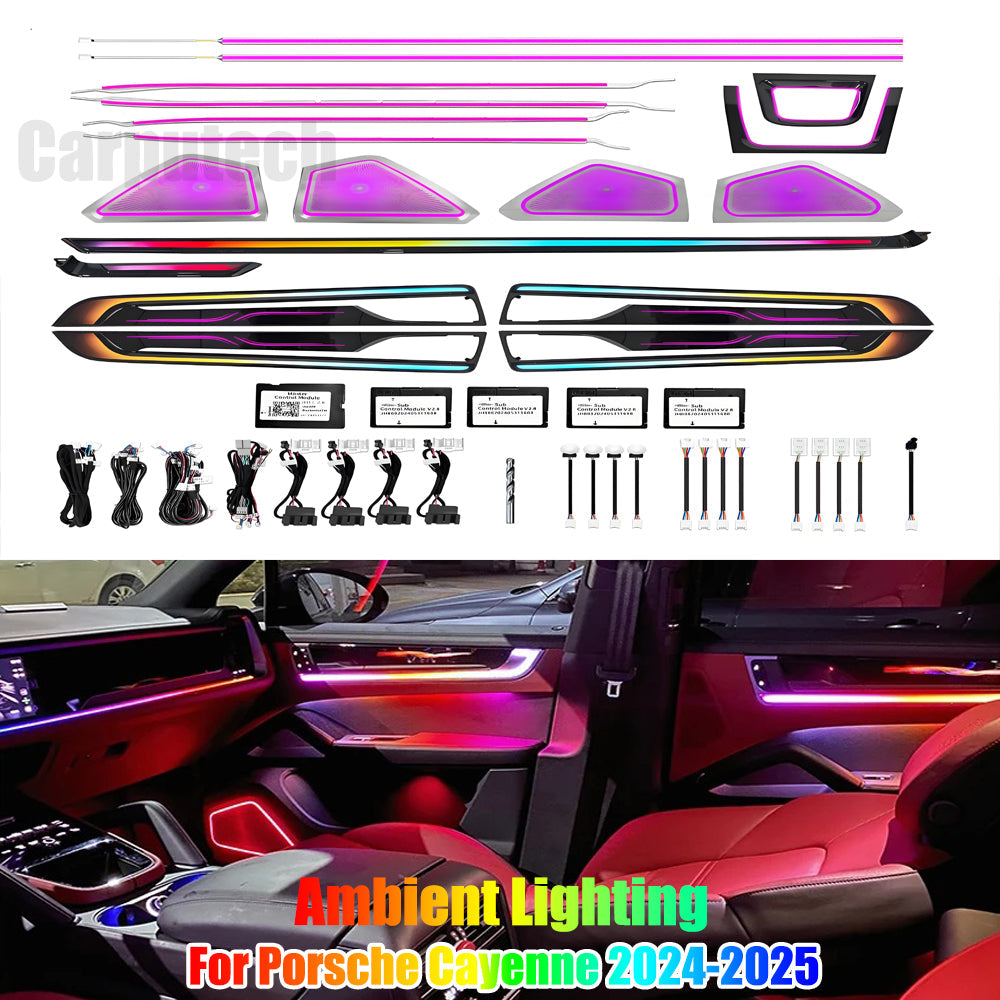 Dynamic Ambient Lighting for Porsche Cayenne 2024-2025 Interior Decoration Symphony LED Lighting Trim Accessories Carputech
