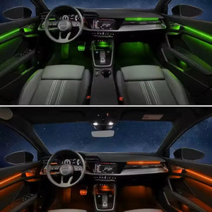 Upgrade Symphony 256 colors Led Car Interior Ambient Lighting Decoration for Audi A3 2021-2024 Carbon Fiber Pattern Trim Accessories Carputech