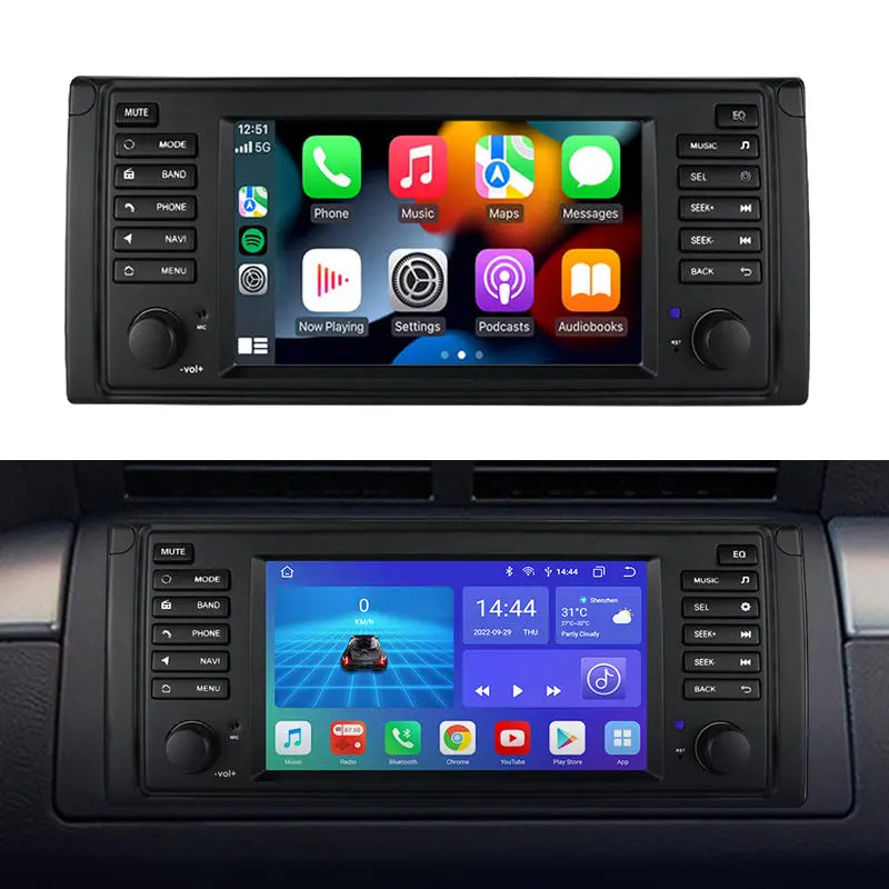 Carputech 1995-2002 BMW 5 Series E39 E53 X9 M5 Android 12 Wireless Apple CarPlay & Android Auto Car Radio with 8GB RAM 128GB ROM & 7 Inch QLED Touch Screen Carputech