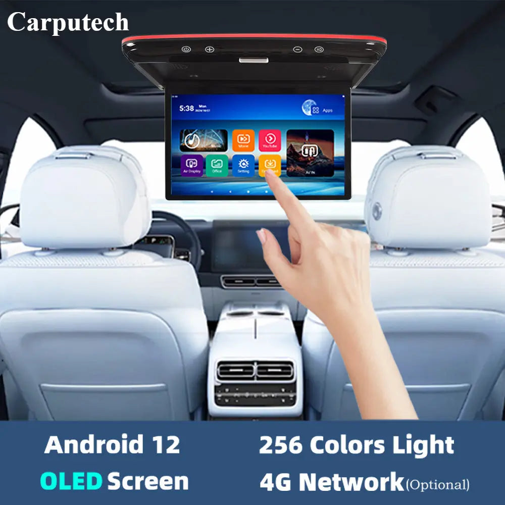 For TOYOTA Alphard(20 series)/ Vellfire 2008-2015 13.3'' Android Car Roof Monitor Ceiling Screen 4K OLED Flip Down Screen Overhead Multimedia Video Mount Display MP5 Player Carputech