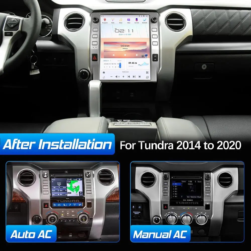 12.1" Qualcomm For Toyota Tundra 2014-2021 Car Radio Stereo Carplay Upgrade Tesla Style Screen Android Auto GPS Navigation Multimedia Player Carputech