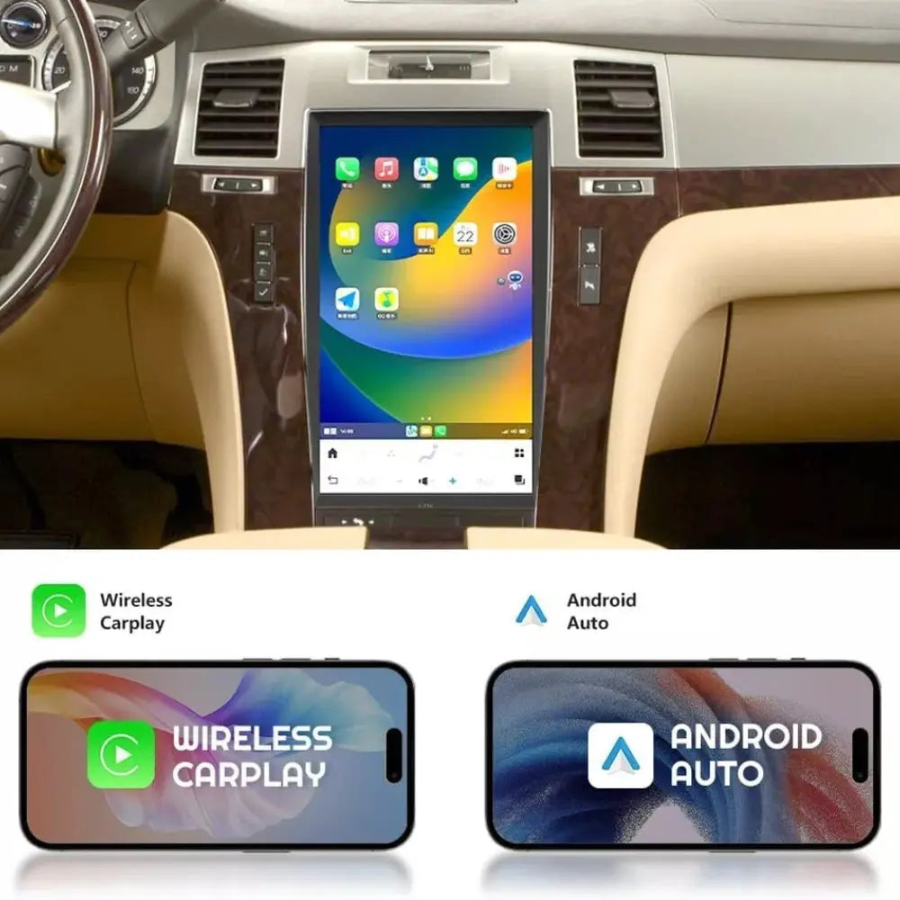 13.6" Qualcomm For Cadillac Escalade 2006-2015 Car Radio Stereo Carplay Upgrade Tesla Style Screen Android Auto GPS Navigation Multimedia Player Carputech