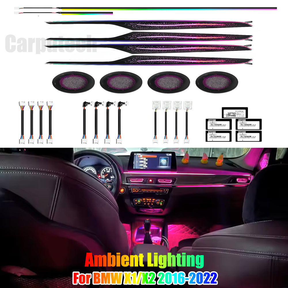 For BMW X1 X2 2016-2022 F48 F49 Dynamic Colorful Ambient Lighting Upgrade Kit for Interior LED Ambient Lighting LED Air Vent Carputech
