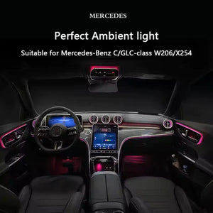 Full Set 64 Colors Car Interior LED Lighting Car Ambient Lighting Kit for Mercedes Benz C-class W206 / GLC X254 2022-2025 Carputech