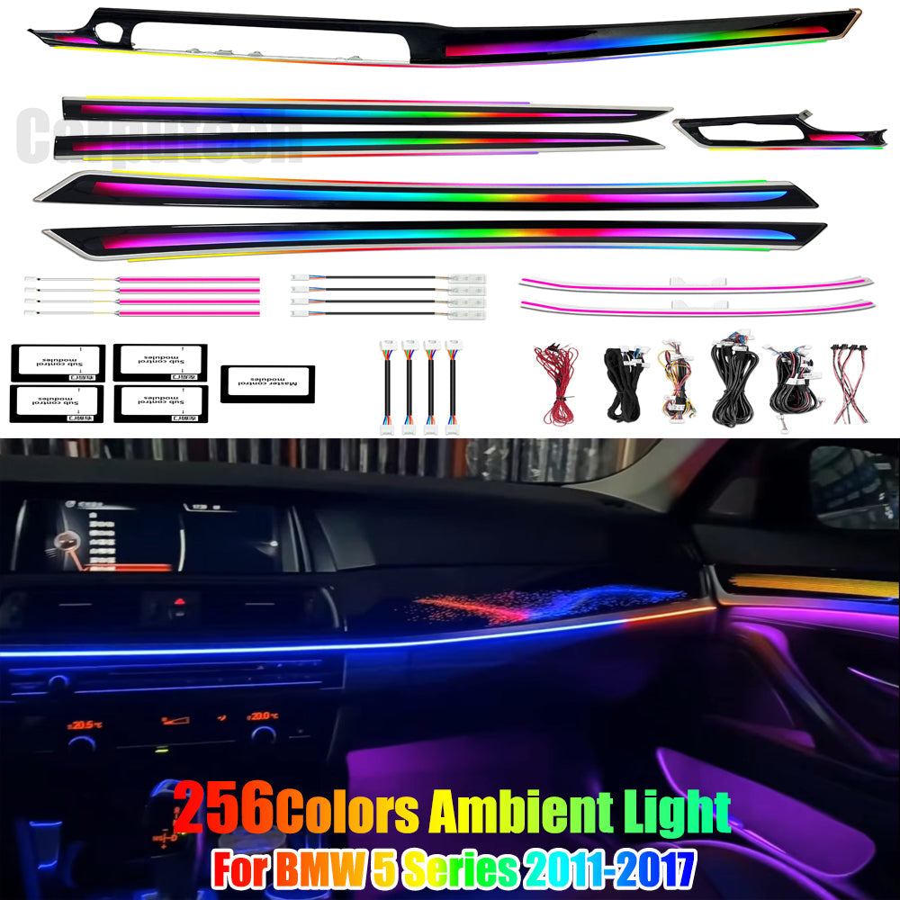 256 Colors Symphony LED Car Interior Ambient Lighting for BMW 5 Series F10 F11 F18 2011-2017 Atmosphere Strip Accessories Carputech